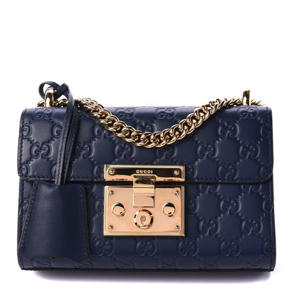 Gucci Guccissima Small Padlock Shoulder Bag Blue Agata 1 of 9