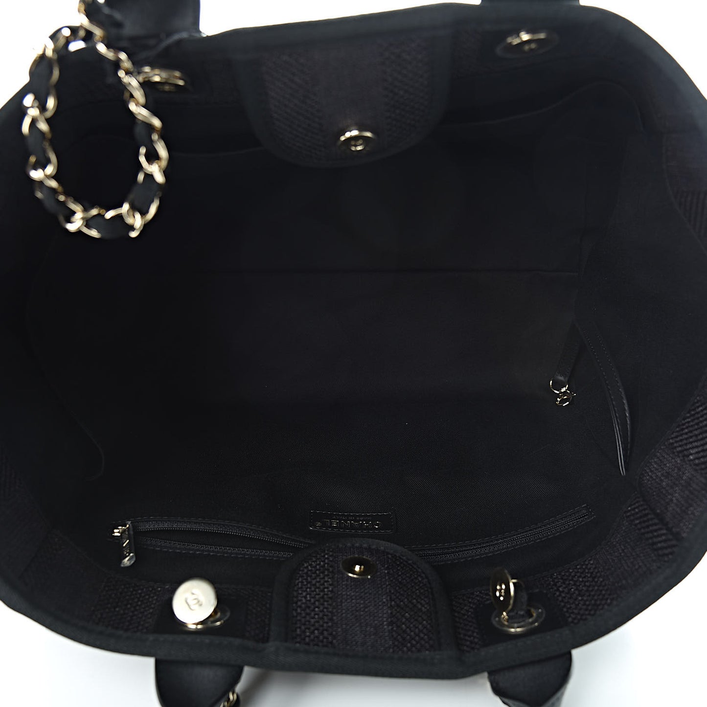 Woven Straw Raffia Striped Large Deauville Tote Black