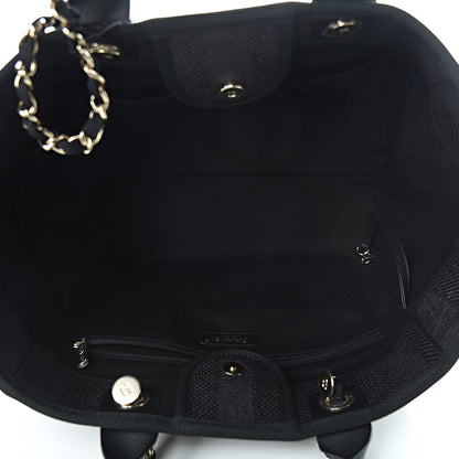 Chanel Woven Straw Raffia Striped Large Deauville Tote Black 5 of 10