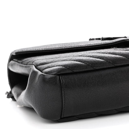 Saint Laurent Sheepskin Matelasse Chevron Monogram Monochrome Medium College Bag Black 8 of 11