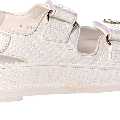 Chanel Calfskin Printed Velcro Dad Sandals 36.5 White 10 of 13