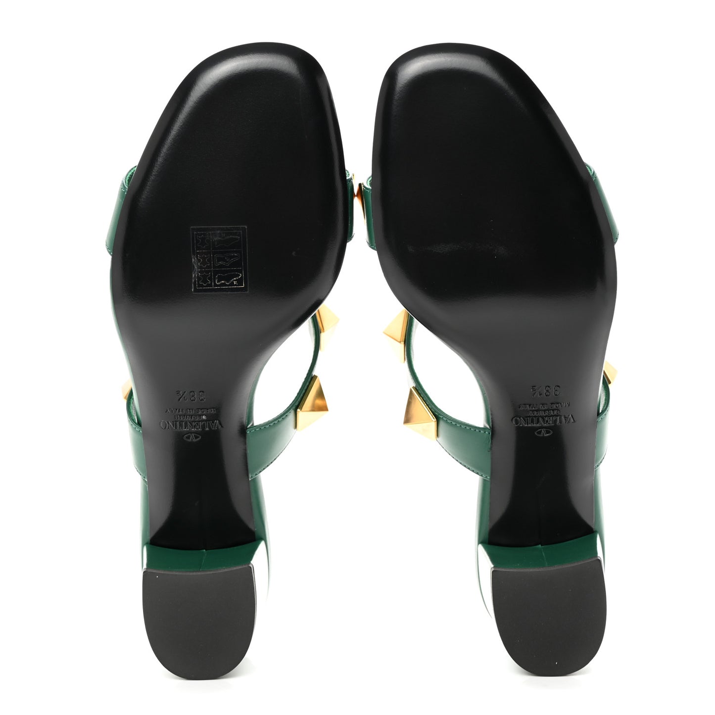 Calfskin Roman Stud 60mm Slide Sandals 38.5 Jungle