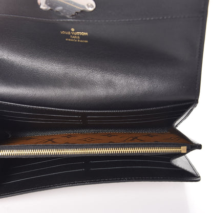 Louis Vuitton Calfskin Reverse Monogram Column Sarah Wallet Black 5 of 7