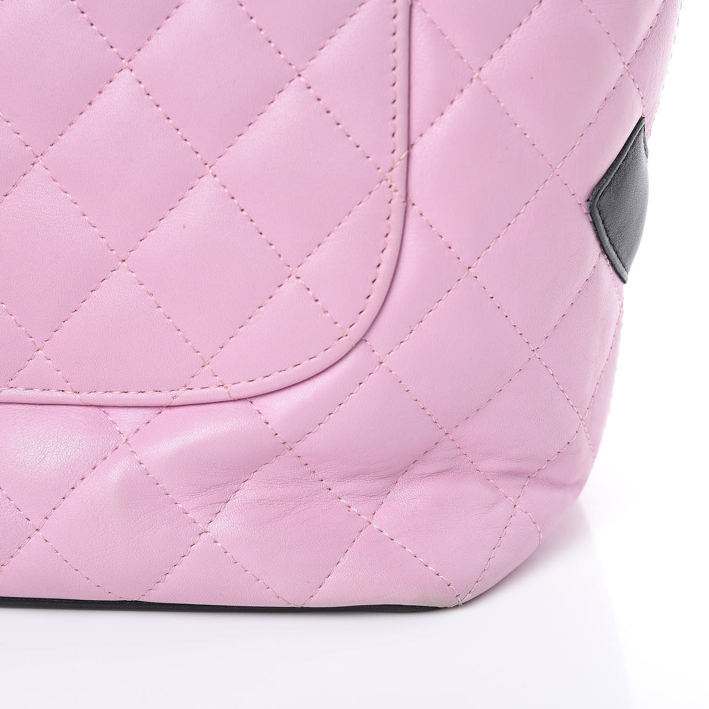 Calfskin Quilted Medium Cambon Tote Pink Black