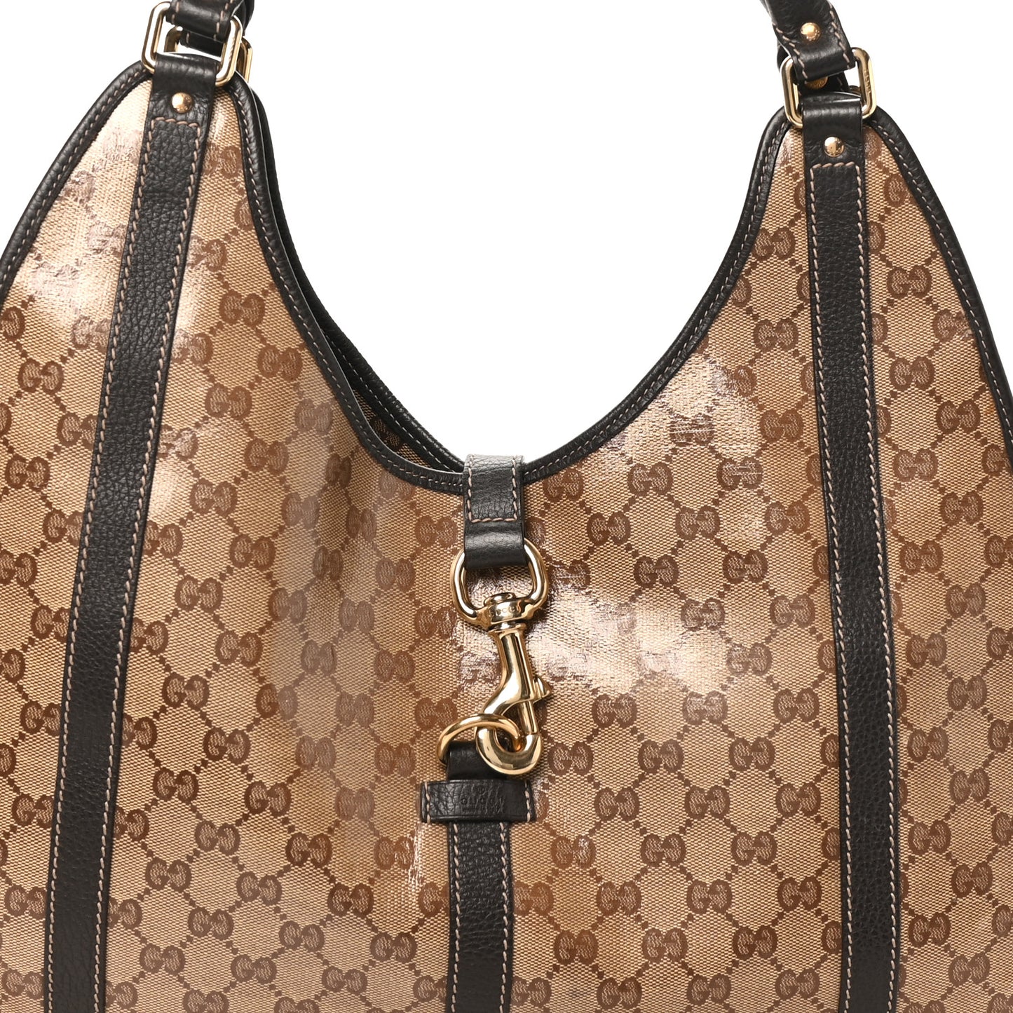 Crystal Monogram Dollar Calfskin Medium Joy Shoulder Bag Beige Ebony Testa di Moro