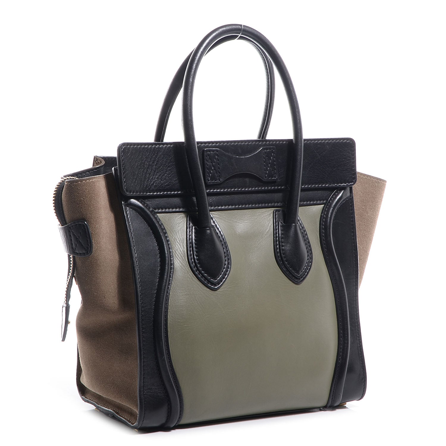 Celine Satin Calfskin Suede Micro Tri-Color Luggage Almond 3 of 9