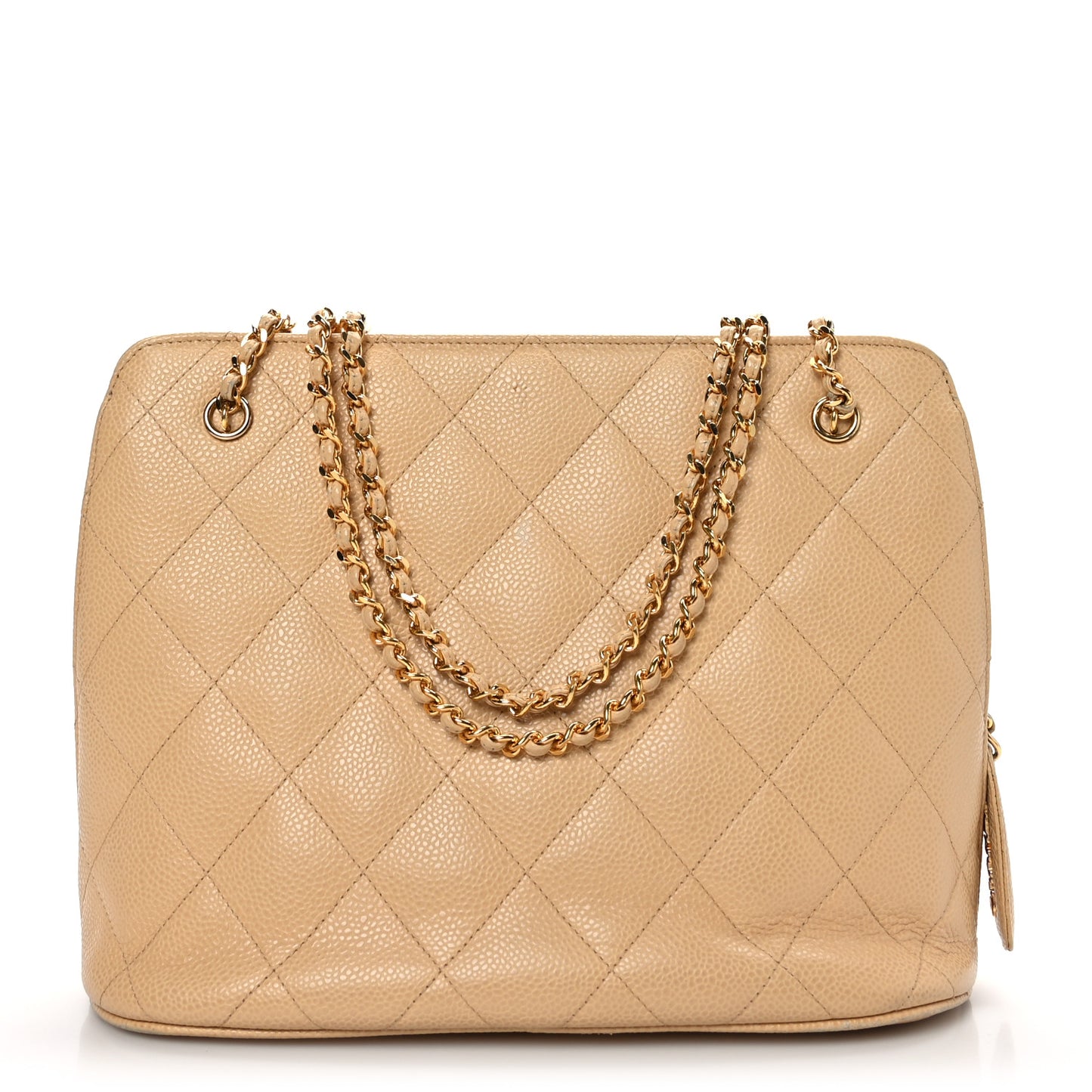 Caviar Quilted Shopping Tote Beige Clair