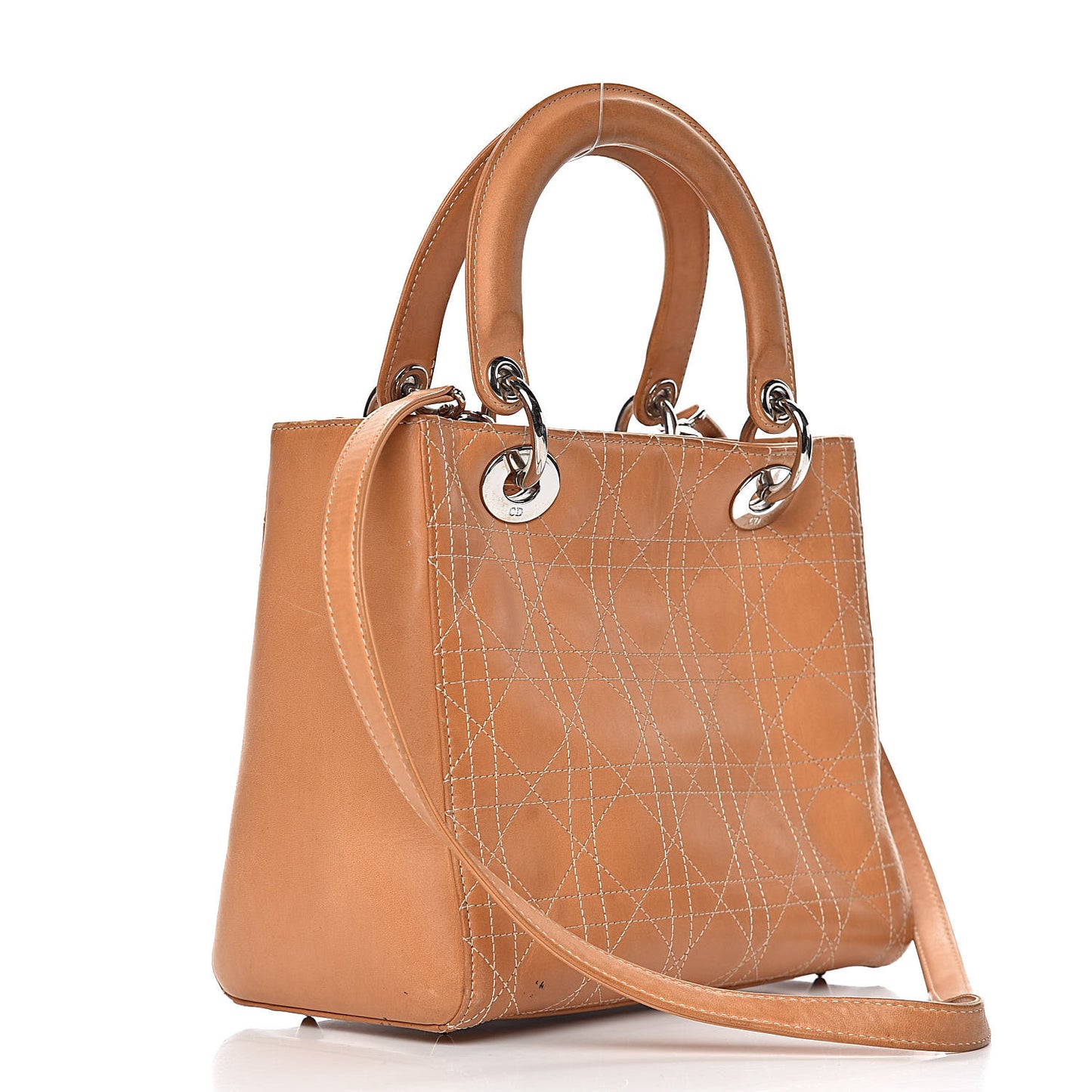 Calfskin Cannage Medium Lady Dior Camel