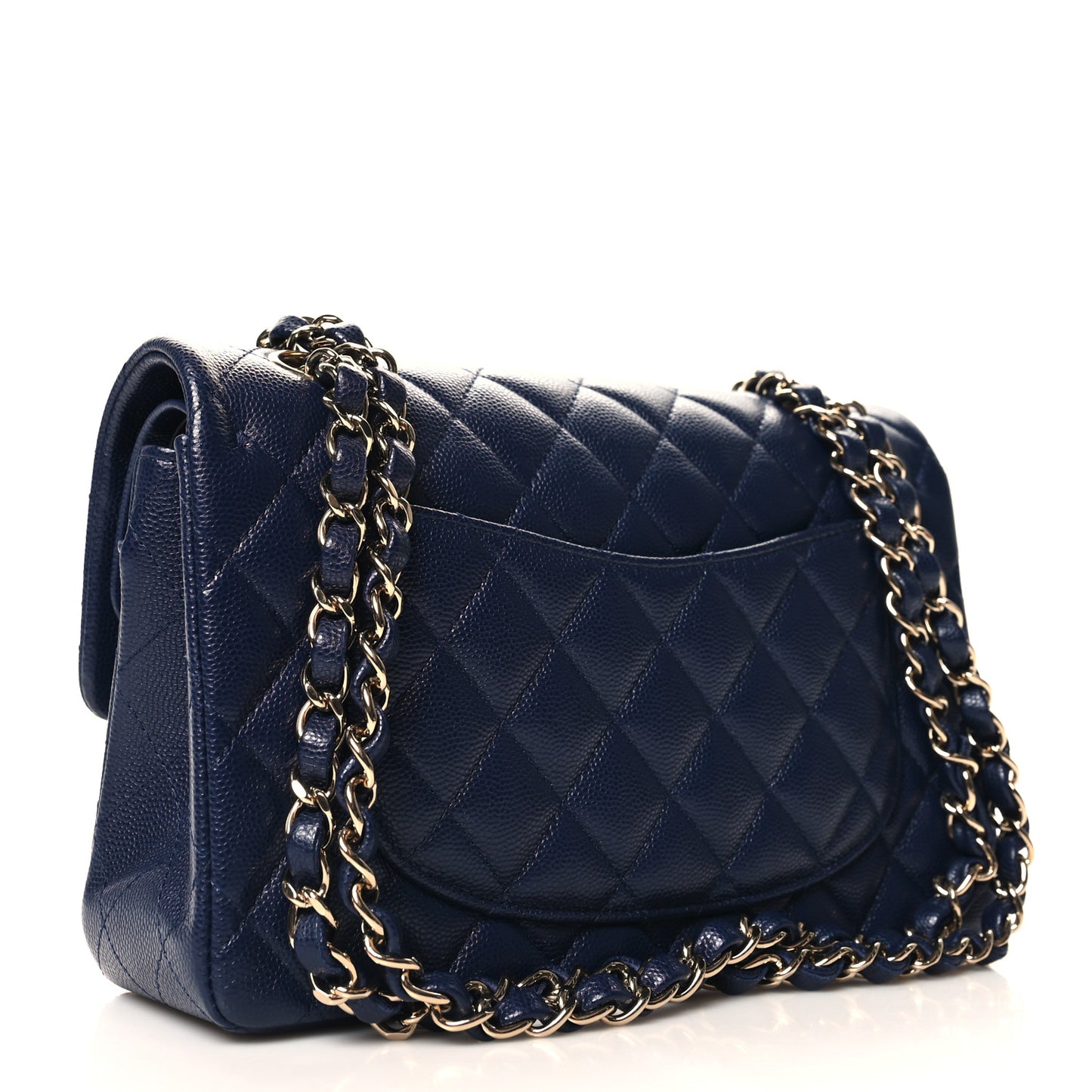 Caviar Quilted Small Double Flap Blue