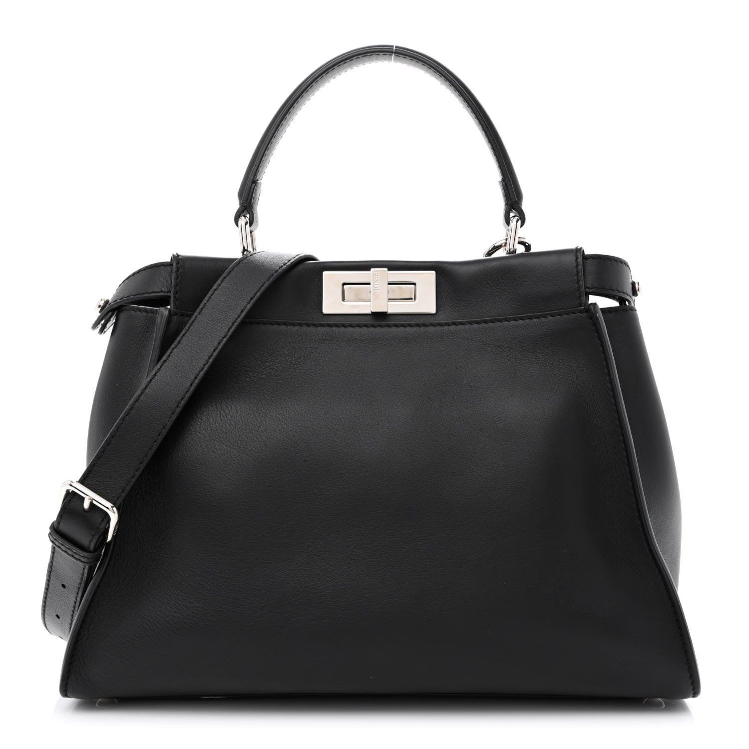 Fendi Vitello Seta Snakeskin Crocodile Monster Eyes Medium Peekaboo Iconic Satchel Black Girasole 3 of 17