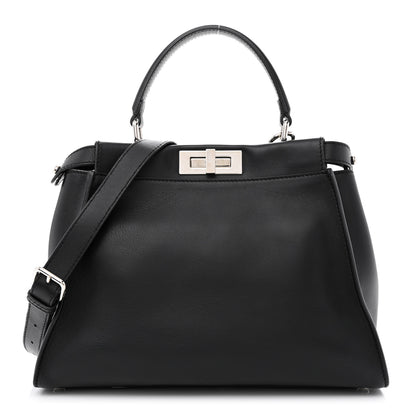 Fendi Vitello Seta Snakeskin Crocodile Monster Eyes Medium Peekaboo Iconic Satchel Black Girasole 3 of 17