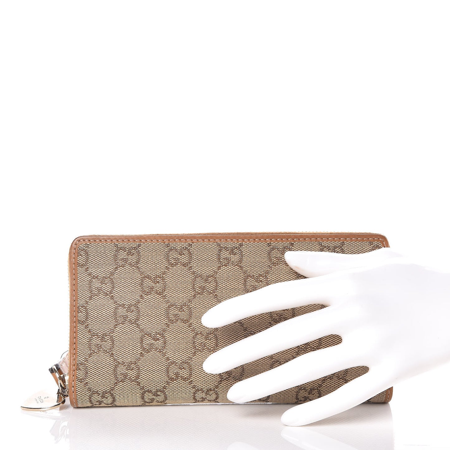 Monogram Heart Zip Around Wallet Wristlet Metallic Bronze