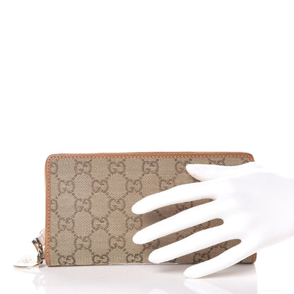 Gucci Monogram Heart Zip Around Wallet Wristlet Metallic Bronze 2 of 11