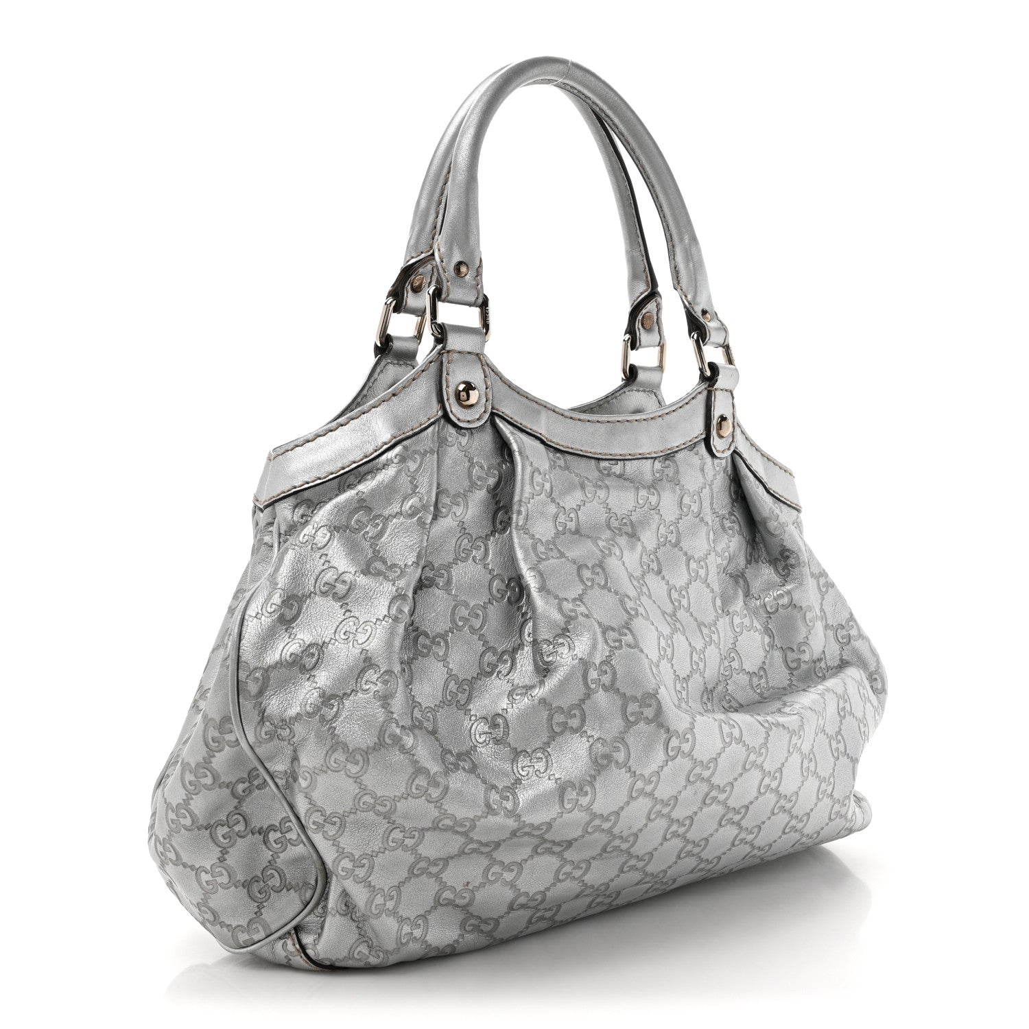 Gucci Metallic Guccissima Medium Sukey Tote Silver 3 of 18