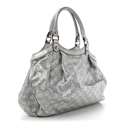 Gucci Metallic Guccissima Medium Sukey Tote Silver 3 of 18