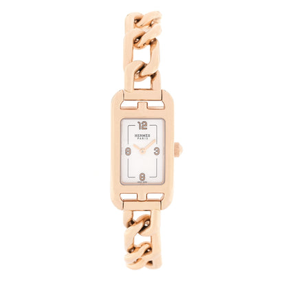 Hermes 18K Rose Gold Mother of Pearl 17mm Nantucket Quartz Watch 1 of 5