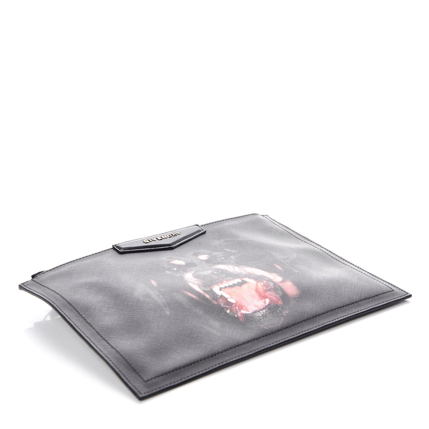 Textured Coated Canvas Rottweiler Print Large Cosmetic Pouch Black