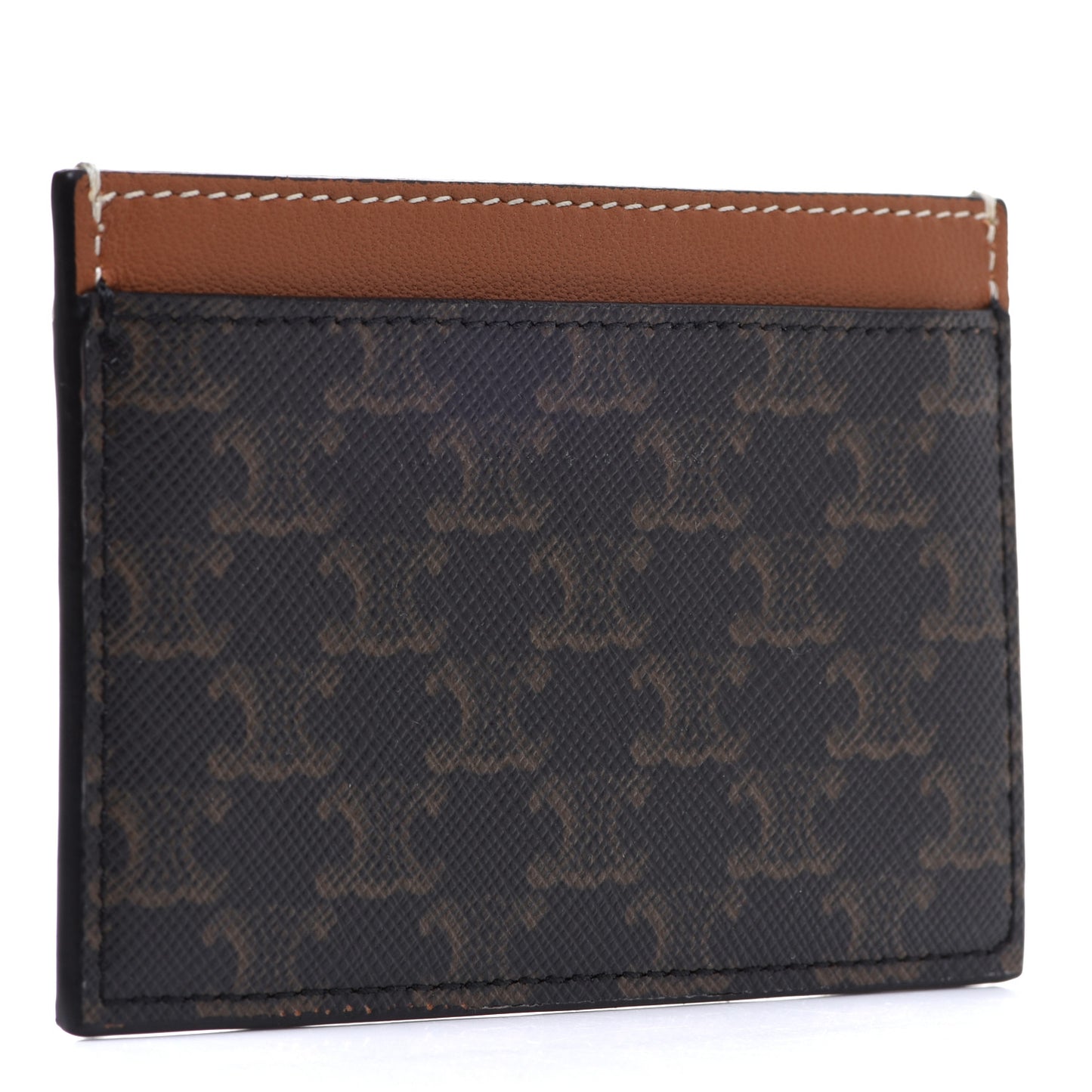 Triomphe Canvas Card Holder Tan
