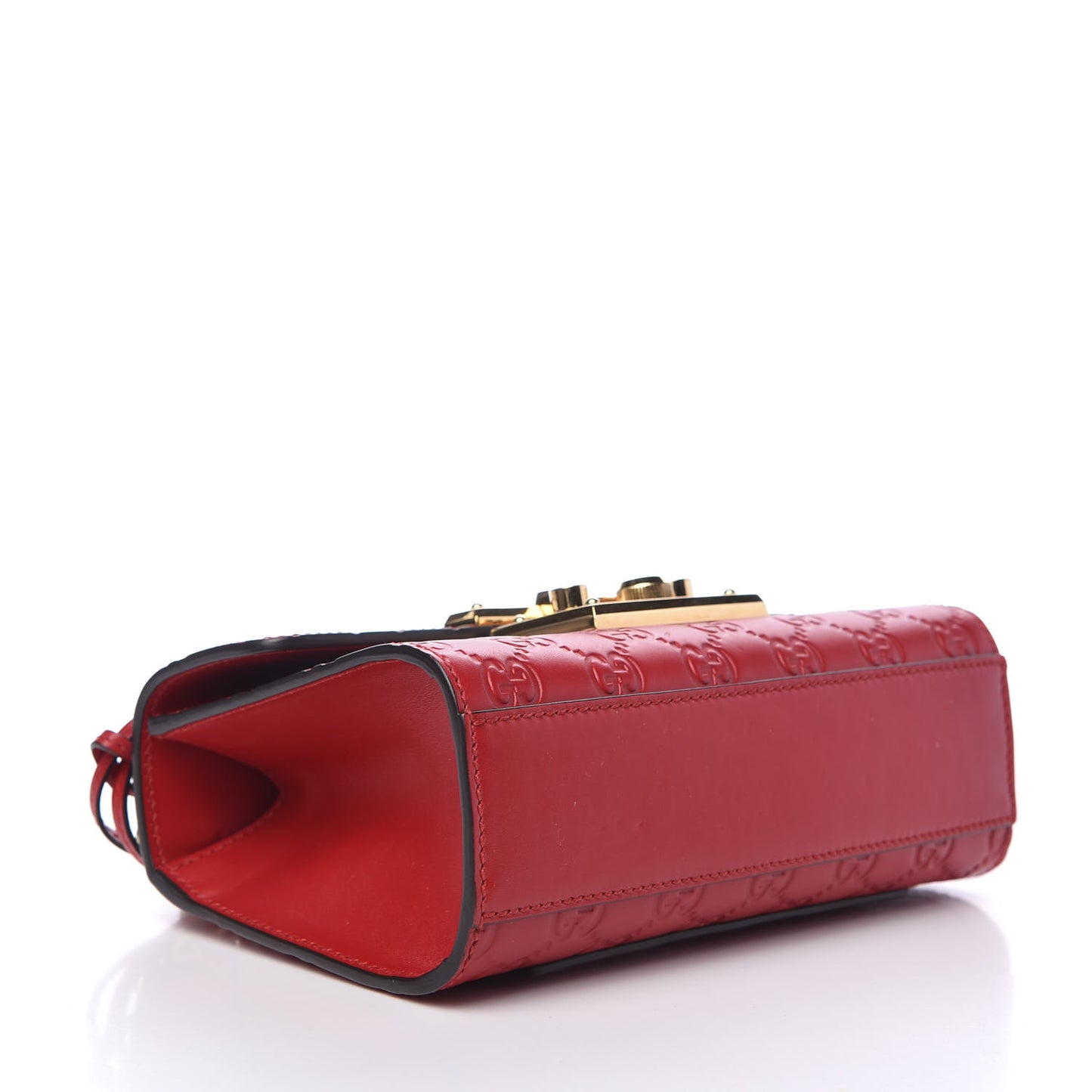 Guccissima Small Padlock Shoulder Bag Hibiscus Red