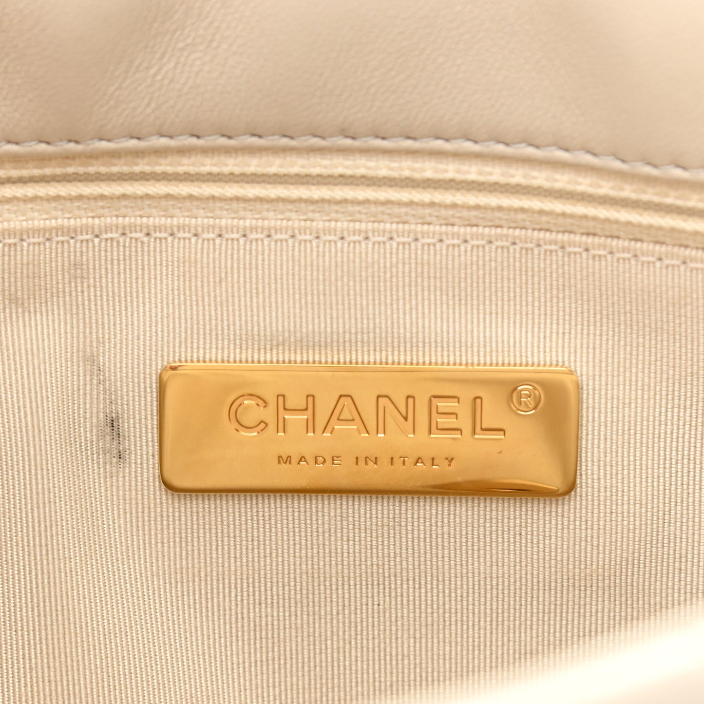 Lambskin Quilted Medium Chanel 19 Flap Light Beige