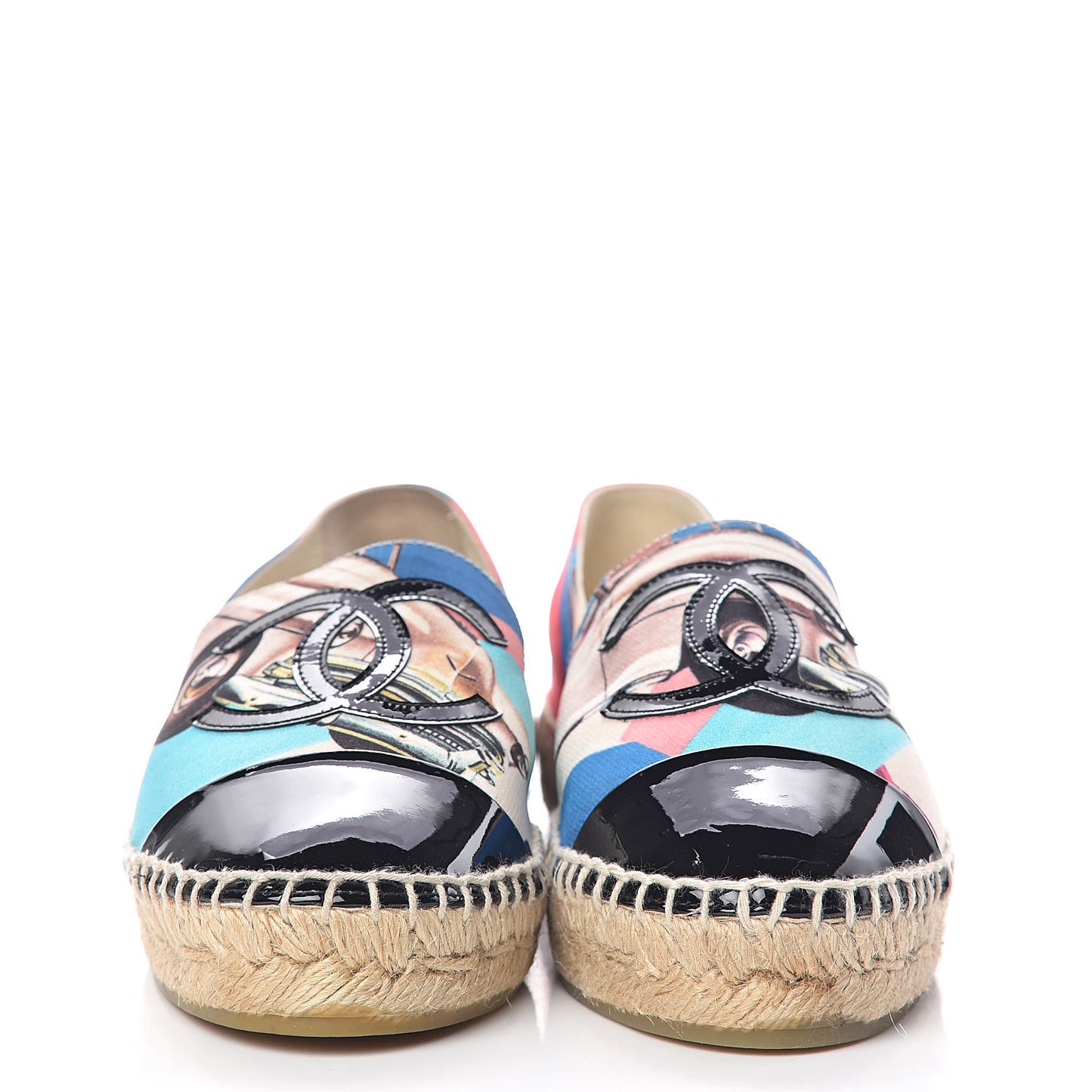 Patent Fabric CC Espadrilles 36 Multicolor Black