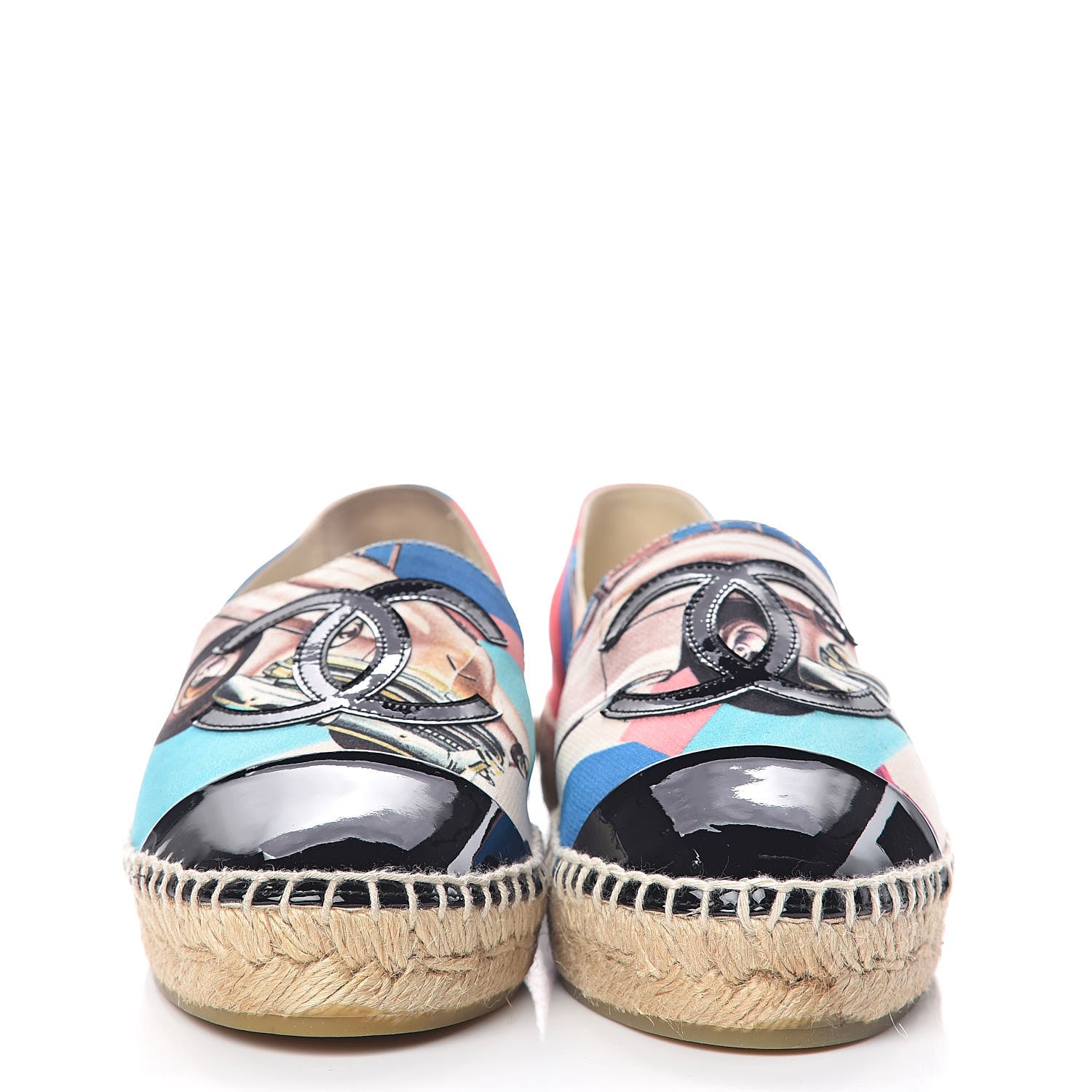 Chanel Patent Fabric CC Espadrilles 36 Multicolor Black 2 of 11