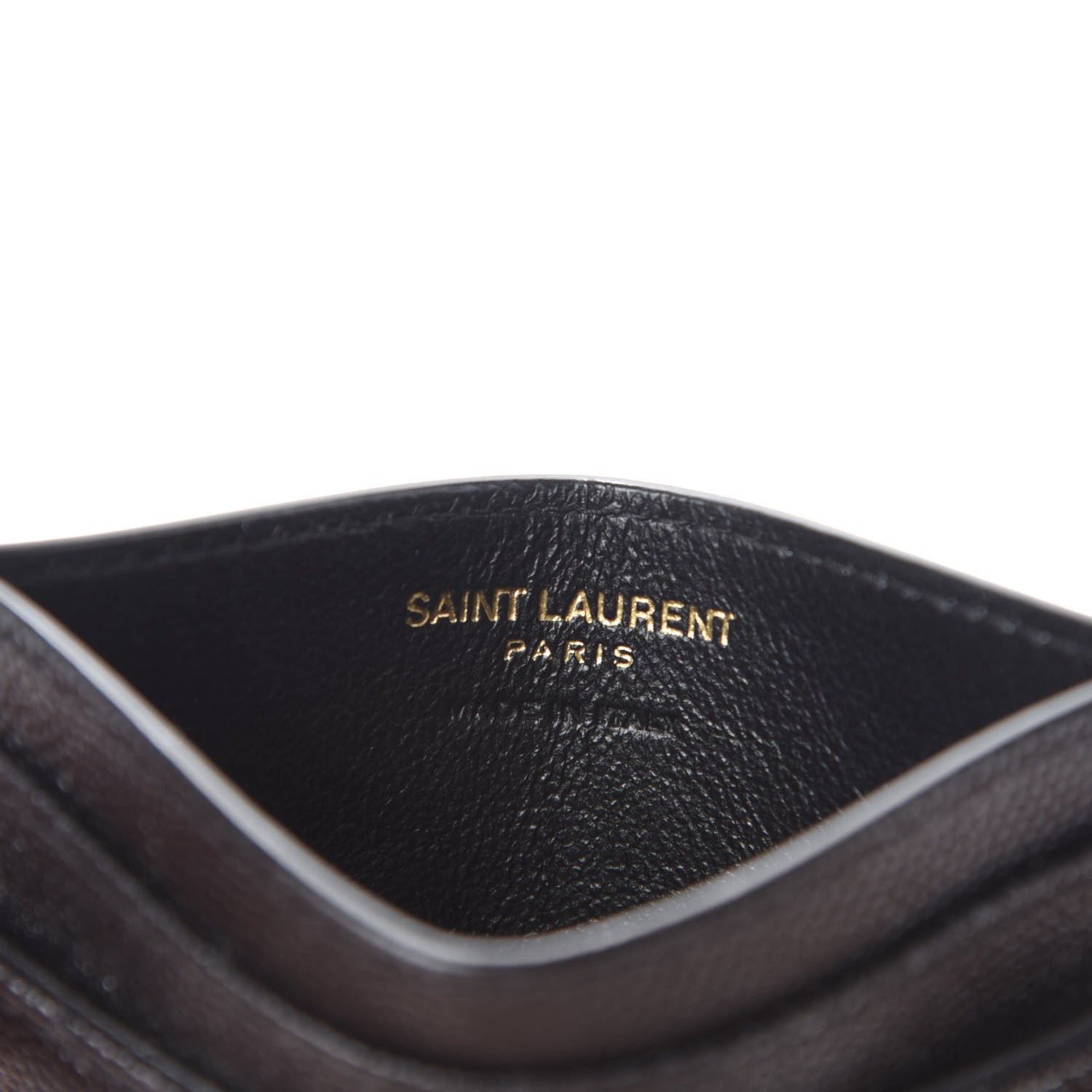 Saint Laurent Grain De Poudre Matelasse Chevron Monogram Credit Card Case Black 6 of 8