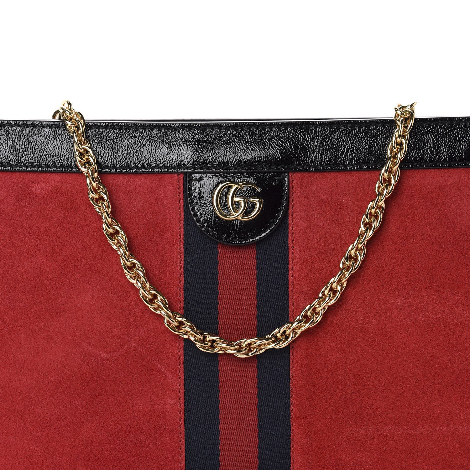 Gucci Suede Patent Web Medium Ophidia Chain Shoulder Bag Hibiscus Red Black 10 of 10