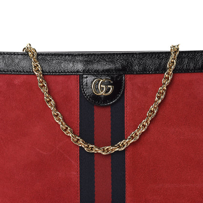 Gucci Suede Patent Web Medium Ophidia Chain Shoulder Bag Hibiscus Red Black 10 of 10