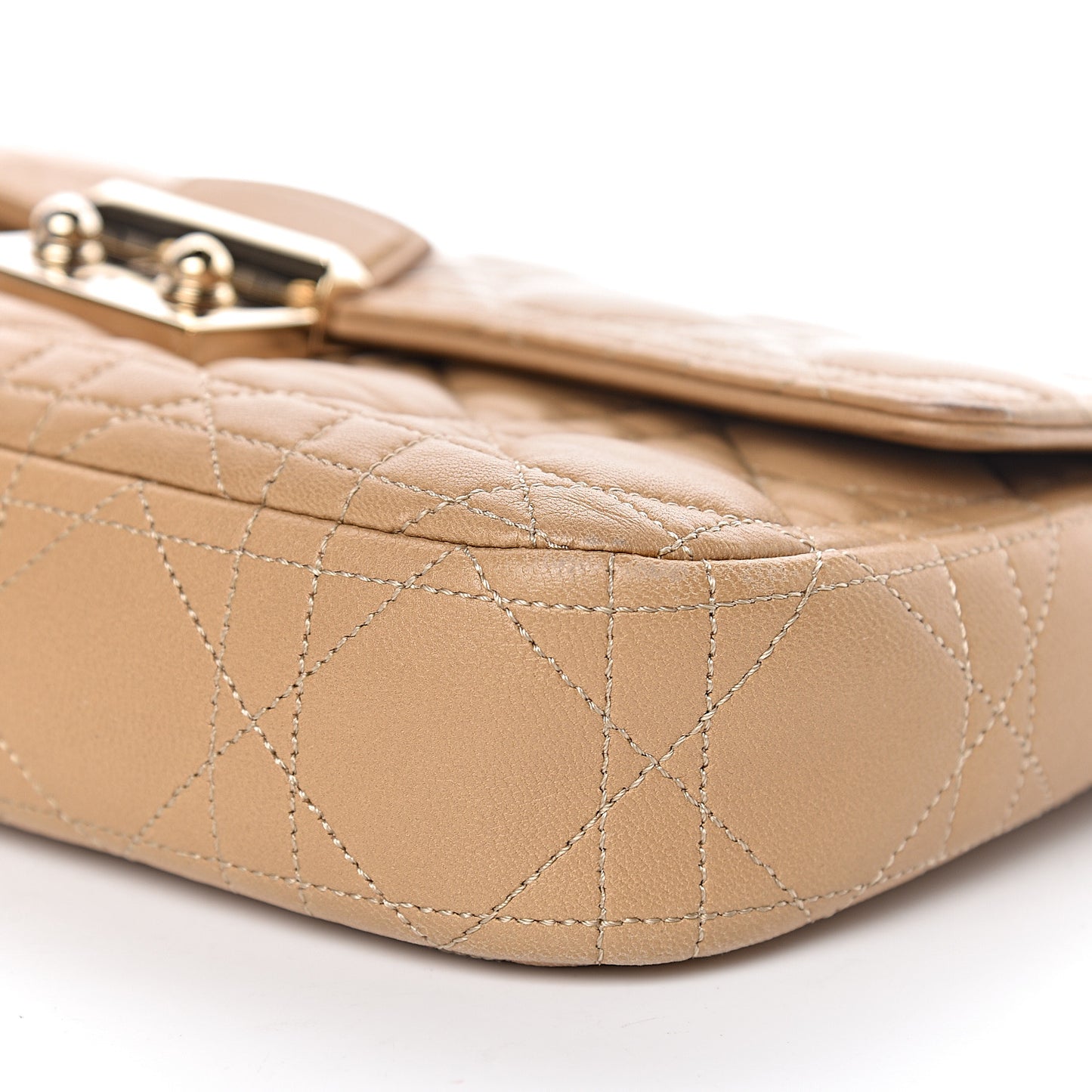 Lambskin Cannage Miss Dior Promenade Pouch Beige