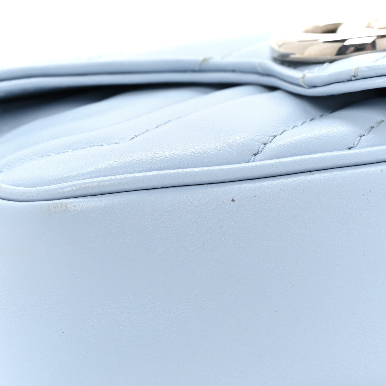 Gucci Calfskin Matelasse Super Mini GG Marmont Shoulder Bag Porcelain Light Blue 12 of 15