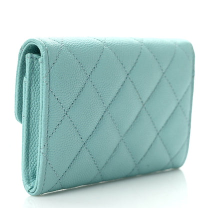 Chanel Caviar Quilted Flap Card Holder Wallet Light Blue 3 of 8
