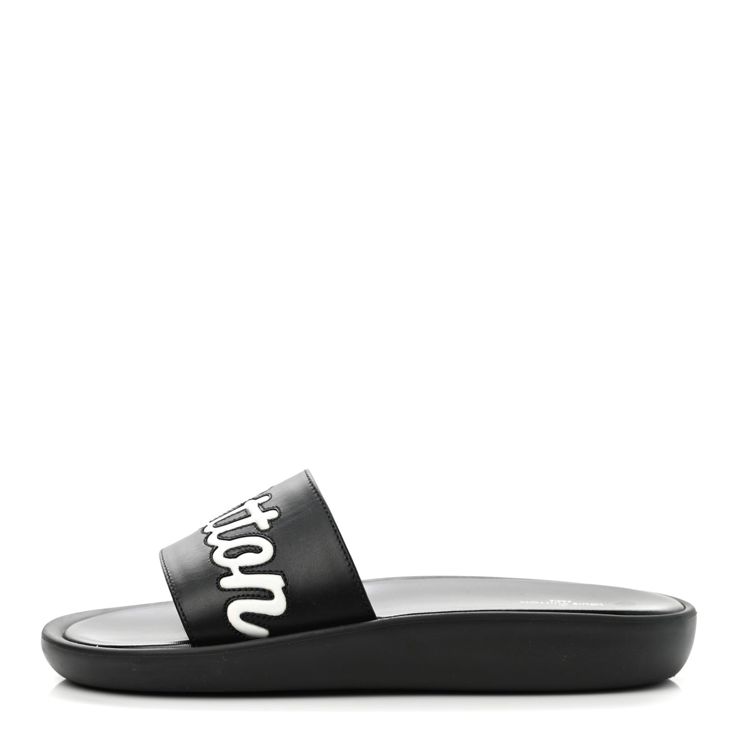 Calfskin Logo Sunbath Slide Sandals 38 Black