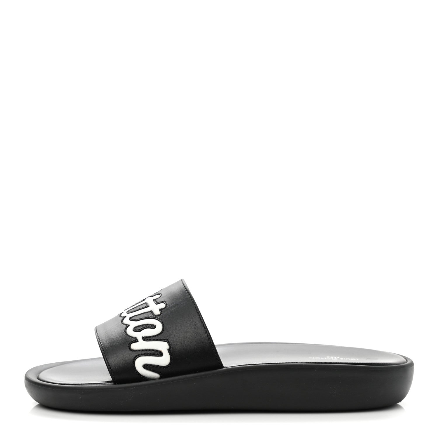 Louis Vuitton Calfskin Logo Sunbath Slide Sandals 38 Black 1 of 8