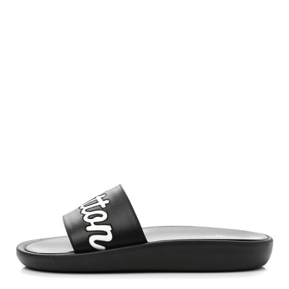 Louis Vuitton Calfskin Logo Sunbath Slide Sandals 38 Black 1 of 8