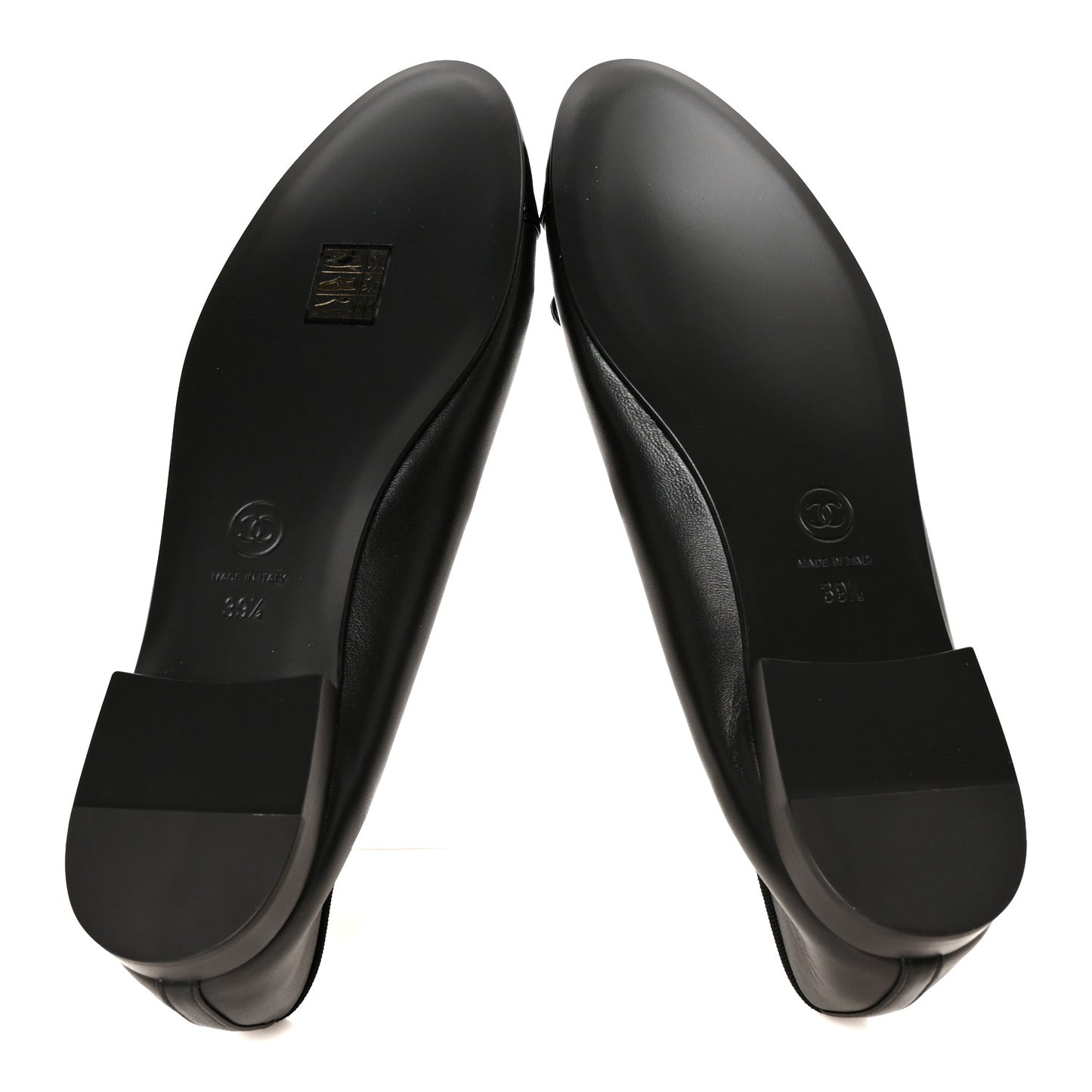 Lambskin Patent Cap Toe Ballerina Flats 39.5 Black