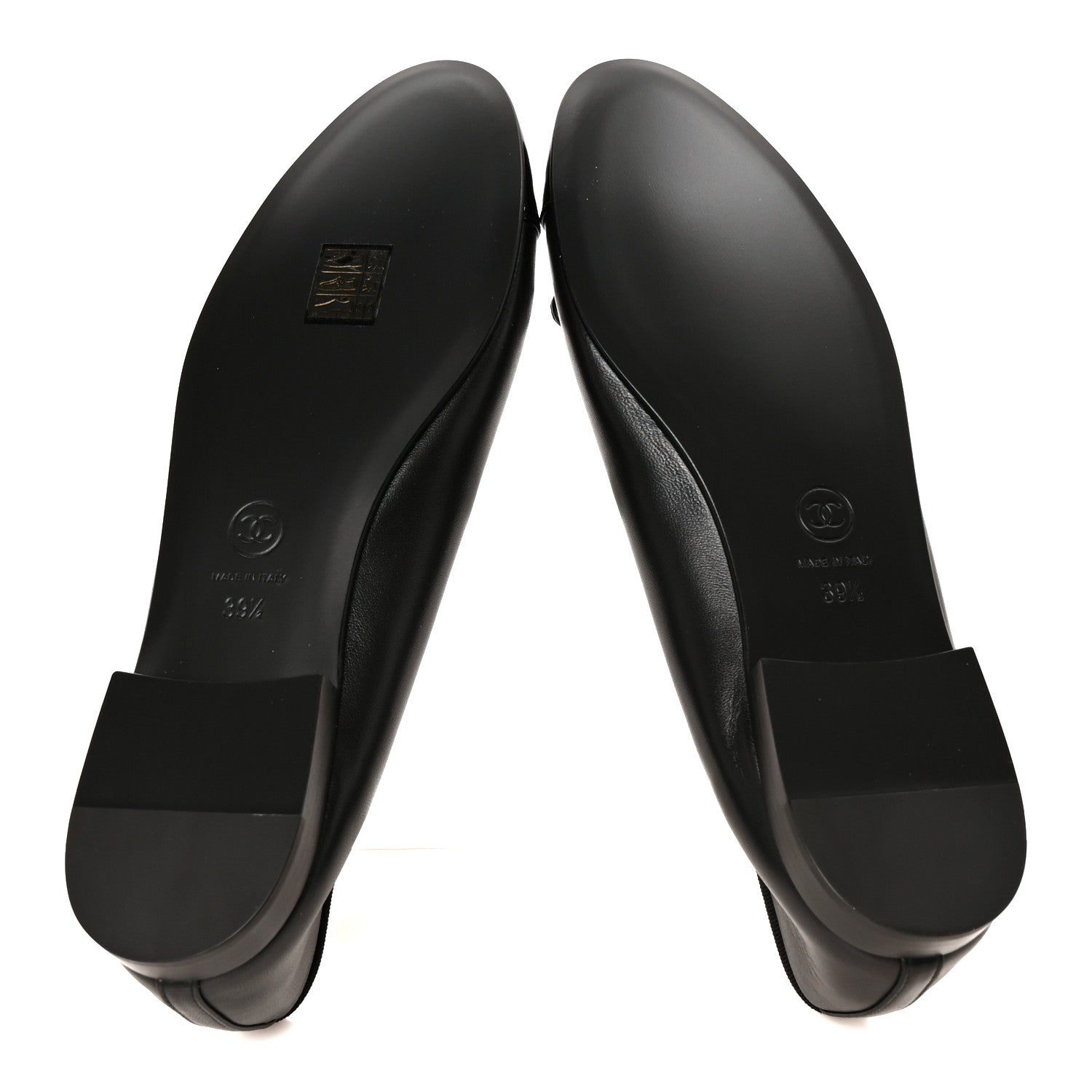 Chanel Lambskin Patent Cap Toe Ballerina Flats 39.5 Black 6 of 10