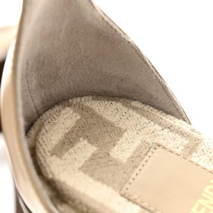 Fendi Chenille Jacquard FF Cut Baguette Ankle Strap 105mm Pumps 39 Tortora Nuvola 9 of 11
