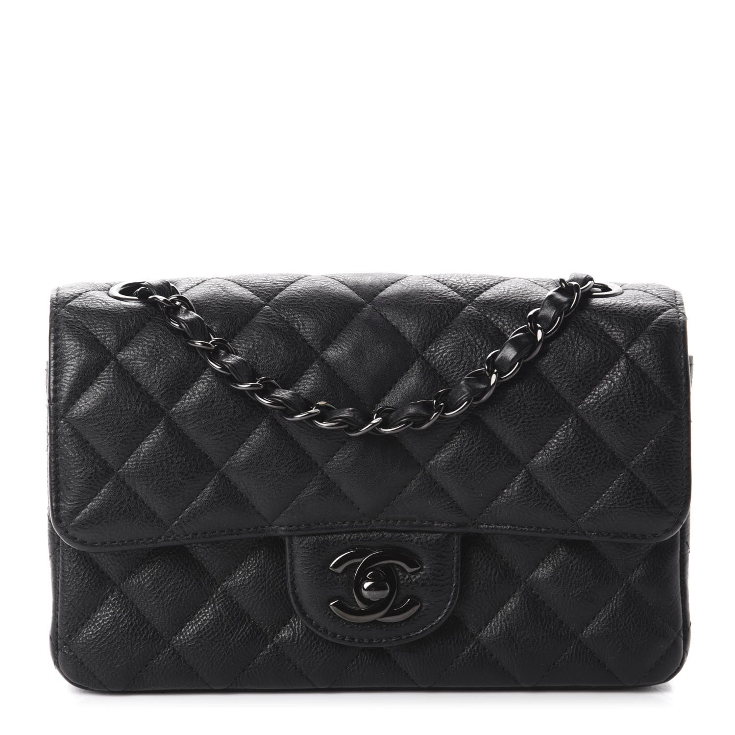 Chanel Crumpled Calfskin Quilted Mini Rectangular Flap So Black 1 of 13