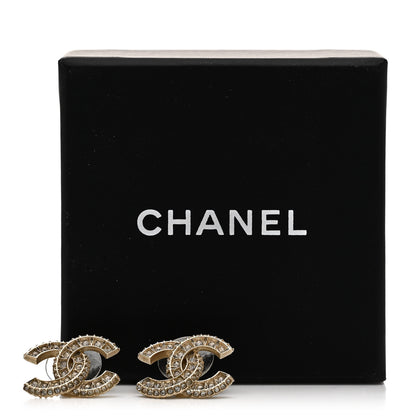 Chanel Crystal Timeless CC Earrings Light Gold 5 of 5