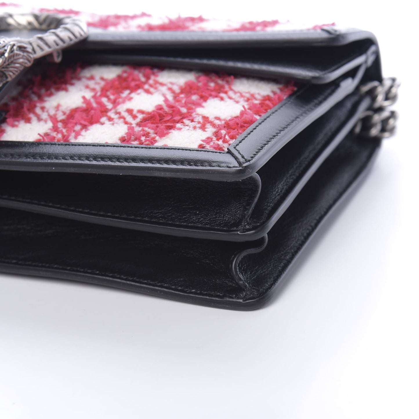 Tweed Check Small Dionysus Shoulder Bag Black Red