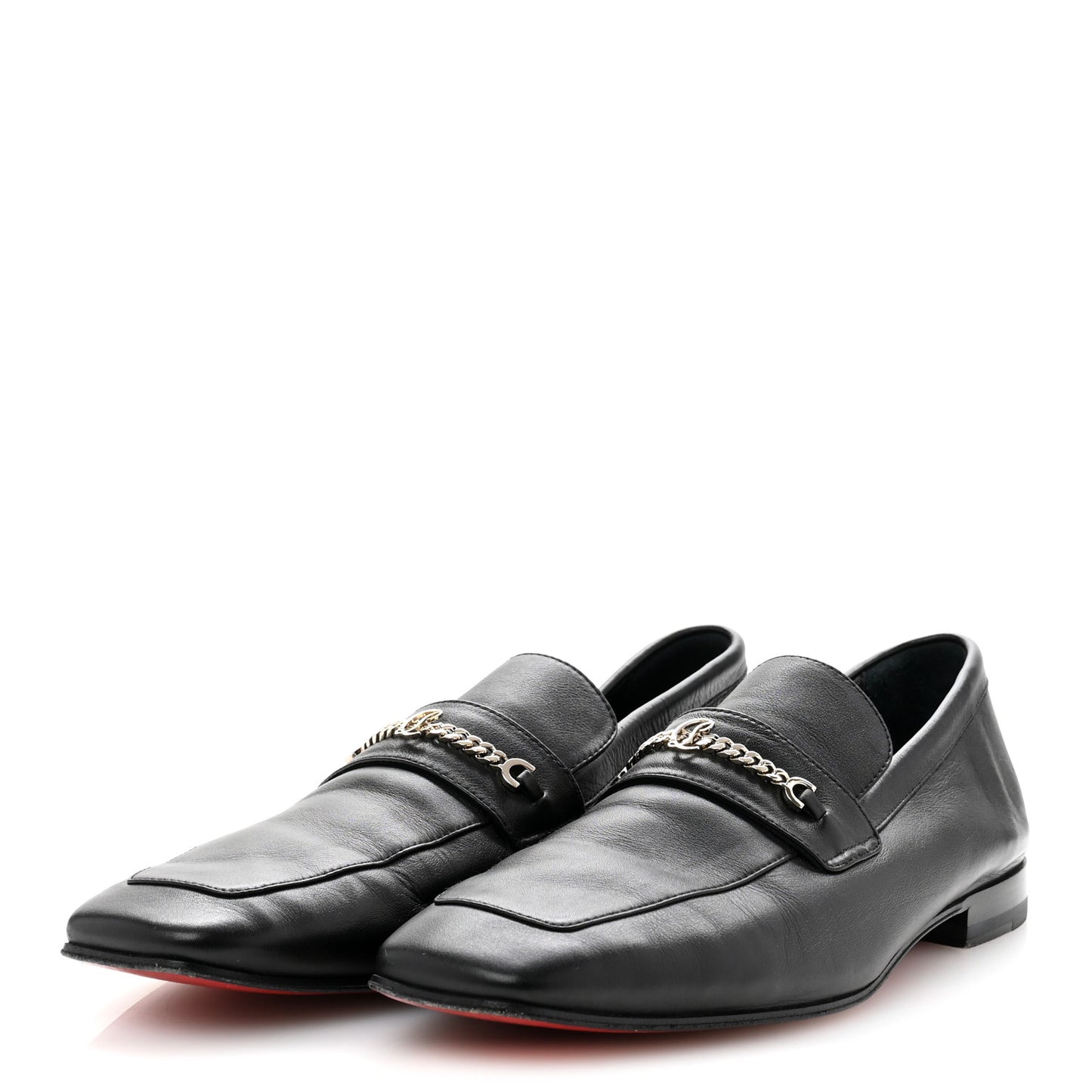 Calfskin Mens Monogram Apron Toe Flat Loafers 42 Black
