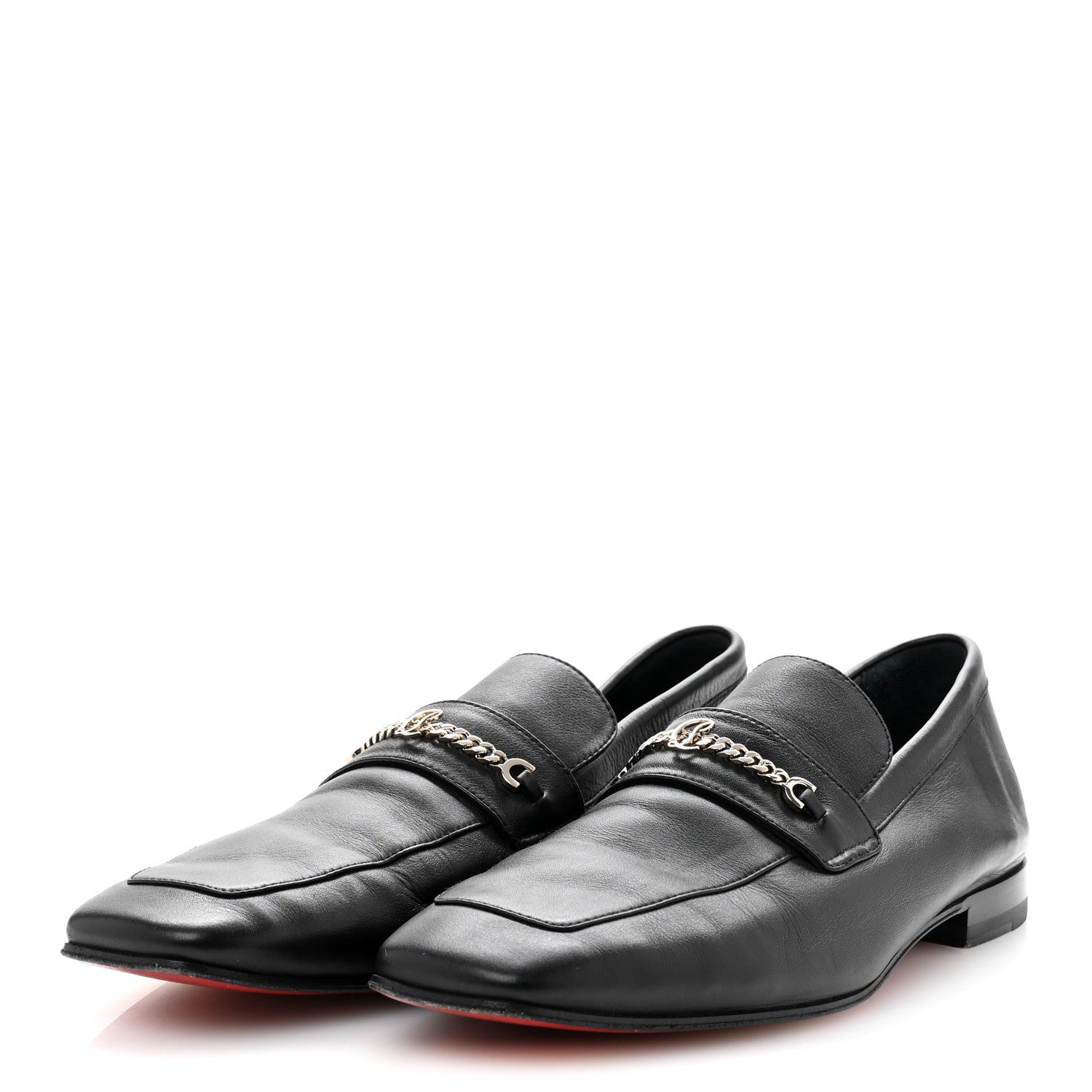 Christian Louboutin Calfskin Mens Monogram Apron Toe Flat Loafers 42 Black 4 of 11