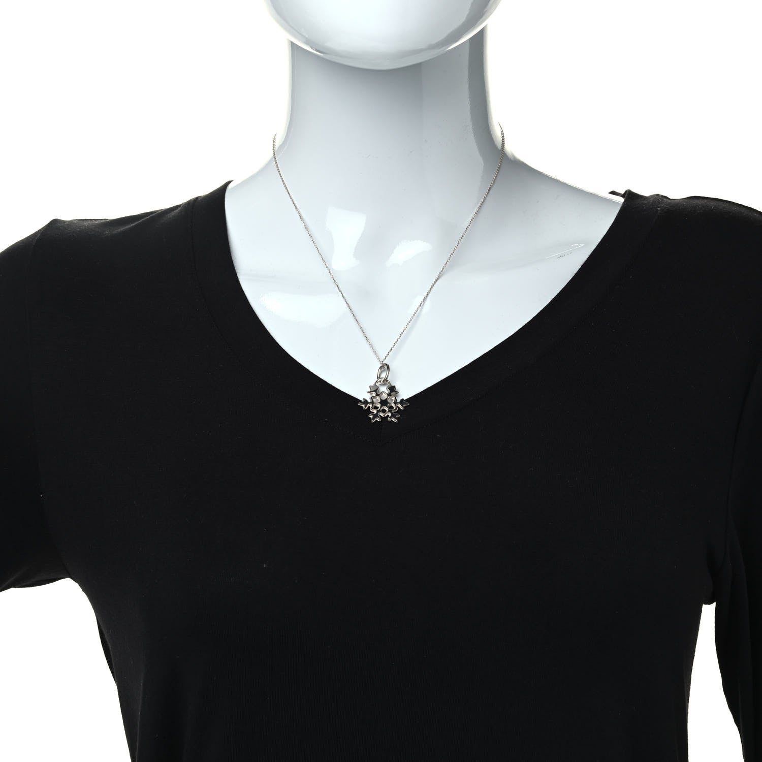 Tiffany Sterling Silver Snowflake Charm Pendant Necklace 2 of 7
