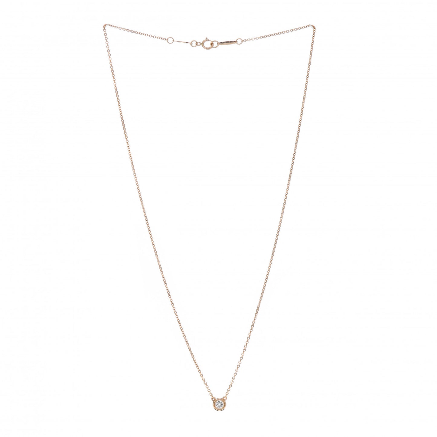 18K Rose Gold Diamond .14ct Elsa Peretti Diamonds by the Yard Pendant Necklace