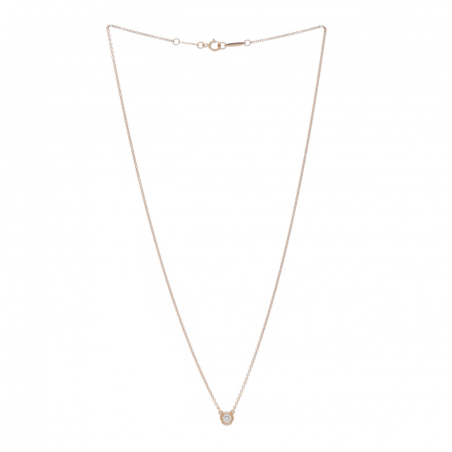 Tiffany 18K Rose Gold Diamond .14ct Elsa Peretti Diamonds by the Yard Pendant Necklace 3 of 4