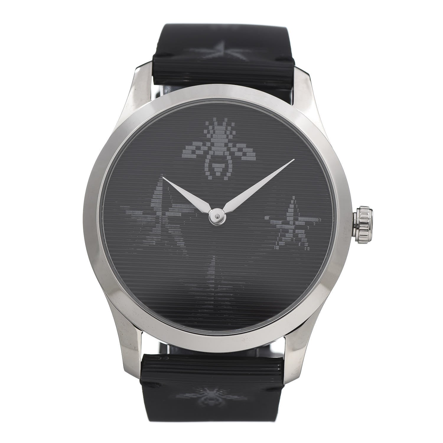 Gucci Stainless Steel Calfskin 38mm G-Timeless Bee Star Hologram Quartz Watch Black 1 of 8