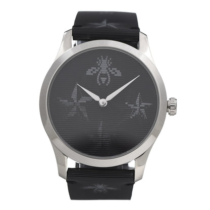 Gucci Stainless Steel Calfskin 38mm G-Timeless Bee Star Hologram Quartz Watch Black 1 of 8