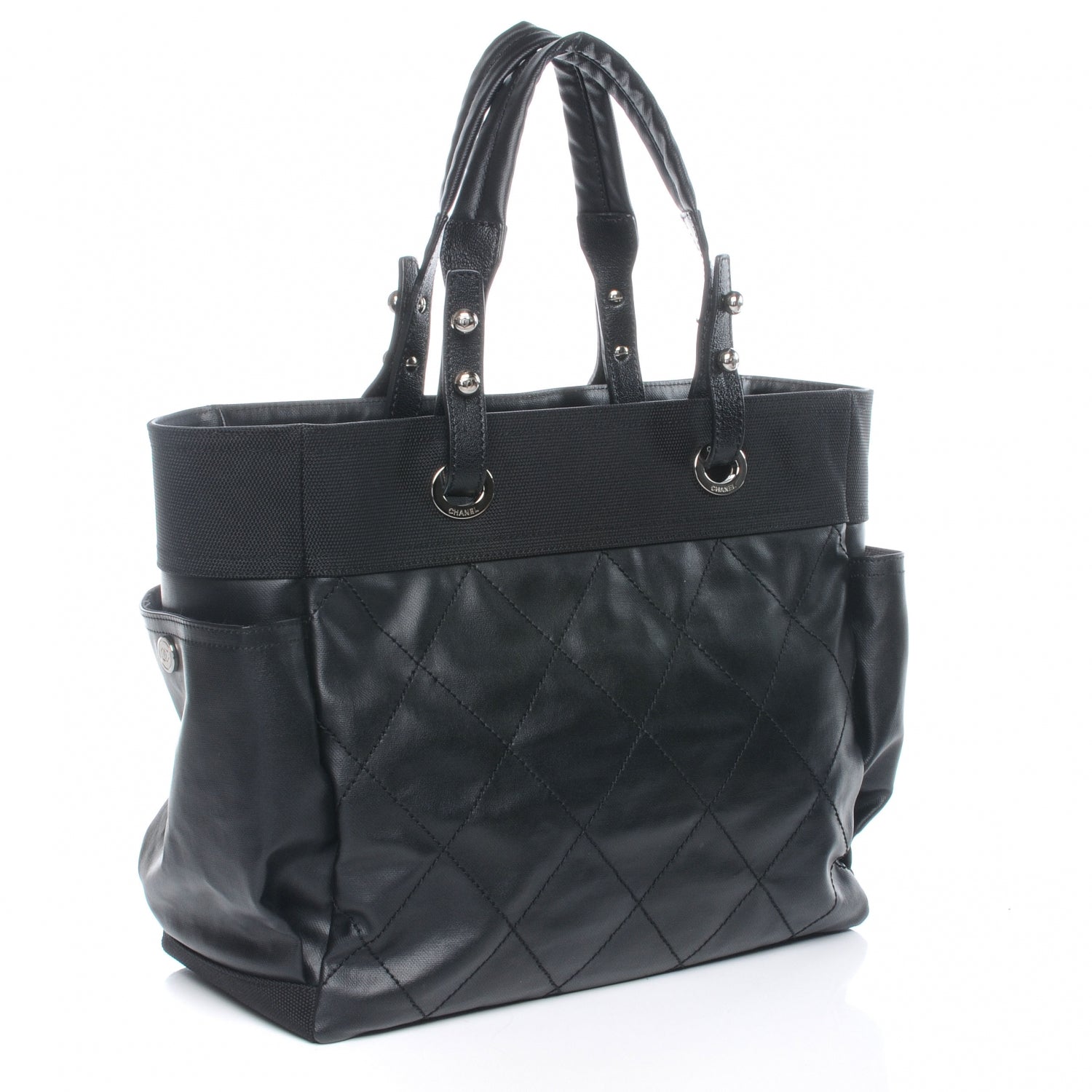 Chanel Coated Canvas Large Paris Biarritz Tote Black 3 of 8