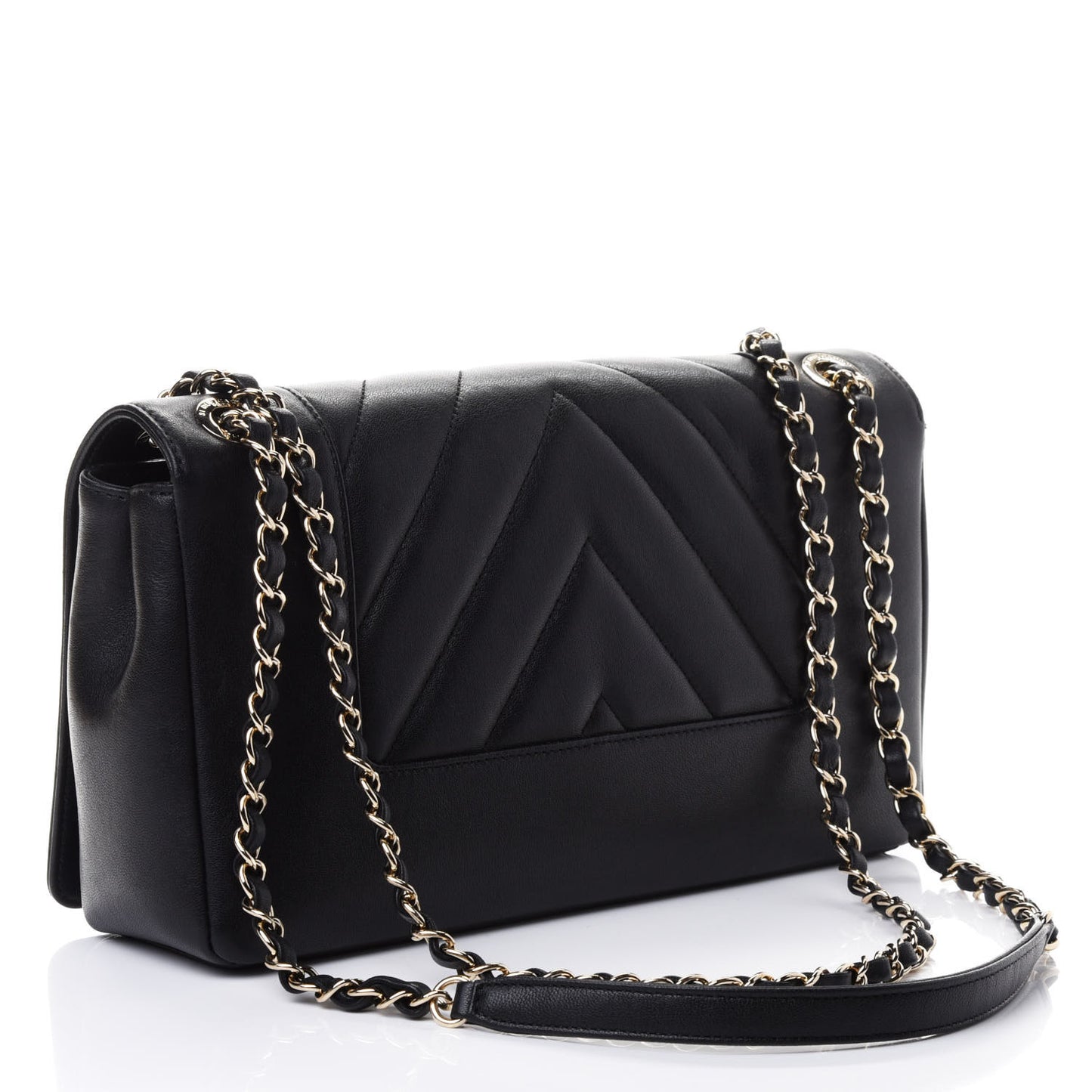 Sheepskin Chevron Quilted Vintage Mademoiselle Flap Black
